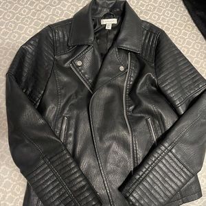 topshop black leather jacket